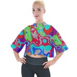 Colorful distorted shapes on a grey background                                                   Mock Neck Tee