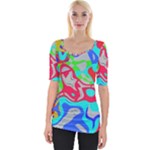 Colorful distorted shapes on a grey background                                                     Wide Neckline Tee