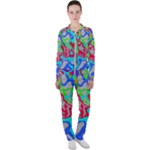 Colorful distorted shapes on a grey background                                                    Casual Jacket and Pants Set
