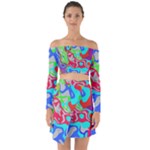 Colorful distorted shapes on a grey background                                                        Off Shoulder Top with Skirt Set