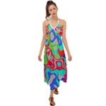 Colorful distorted shapes on a grey background                                                      Halter Tie Back Dress