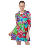 Colorful distorted shapes on a grey background                                                       Mini Skater Shirt Dress