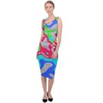 Colorful distorted shapes on a grey background                                                       Sleeveless Pencil Dress