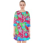 Colorful distorted shapes on a grey background                                                   Smock Dress