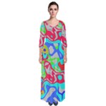 Colorful distorted shapes on a grey background                                                       Quarter Sleeve Maxi Dress