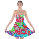 Colorful distorted shapes on a grey background                                                     Strapless Bra Top Dress