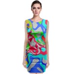 Colorful distorted shapes on a grey background                                                          Classic Sleeveless Midi Dress