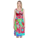 Colorful distorted shapes on a grey background                                                    Midi Sleeveless Dress
