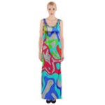 Colorful distorted shapes on a grey background                                                     Maxi Thigh Split Dress