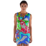 Colorful distorted shapes on a grey background                                                        Wrap Front Bodycon Dress