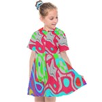 Colorful distorted shapes on a grey background                                                 Kids  Sailor Dress