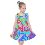 Colorful distorted shapes on a grey background                                                  Kids  Summer Dress