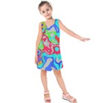 Colorful distorted shapes on a grey background                                                    Kid s Sleeveless Dress