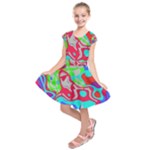 Colorful distorted shapes on a grey background                                                         Kids  Short Sleeve Dress