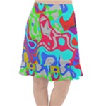 Colorful distorted shapes on a grey background                                                        Fishtail Chiffon Skirt