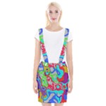 Colorful distorted shapes on a grey background                                                         Braces Suspender Skirt