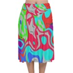 Colorful distorted shapes on a grey background                                                  Velvet Flared Midi Skirt