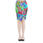 Colorful distorted shapes on a grey background                                                    Midi Wrap Pencil Skirt