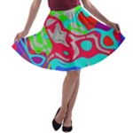 Colorful distorted shapes on a grey background                                                     A-line Skirt