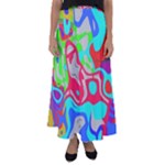 Colorful distorted shapes on a grey background                                                   Flared Maxi Skirt