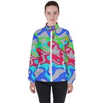 Colorful distorted shapes on a grey background                                                     High Neck Windbreaker (Women)