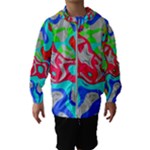 Colorful distorted shapes on a grey background                                                     Hooded Wind Breaker (Kids)