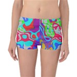 Colorful distorted shapes on a grey background                                                         Reversible Boyleg Bikini Bottoms
