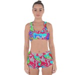 Colorful distorted shapes on a grey background                                                    Racerback Boyleg Bikini Set