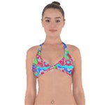 Colorful distorted shapes on a grey background                                                    Halter Neck Bikini Top