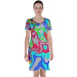 Colorful distorted shapes on a grey background                                                     Short Sleeve Nightdress