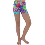 Colorful distorted shapes on a grey background                                                     Kids  Lightweight Velour Yoga Shorts