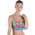 Colorful distorted shapes on a grey background                                                     Layered Top Bikini Top