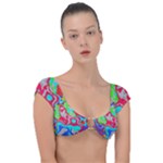 Colorful distorted shapes on a grey background                                                   Cap Sleeve Ring Bikini Top