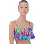 Colorful distorted shapes on a grey background                                                    Frill Bikini Top