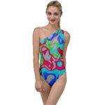 Colorful distorted shapes on a grey background                                                    To One Side Swimsuit