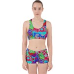 Colorful distorted shapes on a grey background                                                     Work It Out Sports Bra Set