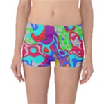 Colorful distorted shapes on a grey background                                                     Boyleg Bikini Bottoms