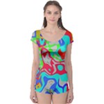 Colorful distorted shapes on a grey background                                                     Boyleg Leotard (Ladies)