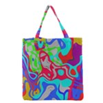 Colorful distorted shapes on a grey background                                                     Grocery Tote Bag
