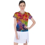 Colorful watercolors texture                                                  Women s Mesh Sports Top