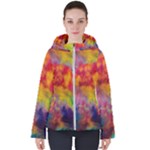 Colorful watercolors texture                                                   Women s Hooded Puffer Jacket