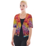 Colorful watercolors texture                                                 Cropped Button Cardigan