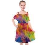 Colorful watercolors texture                                                      Cut Out Shoulders Chiffon Dress