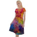 Colorful watercolors texture                                                      Classic Short Sleeve Dress