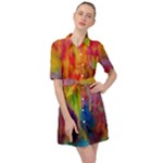 Colorful watercolors texture                                                       Belted Shirt Dress