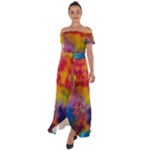 Colorful watercolors texture                                                    Off Shoulder Open Front Chiffon Dress