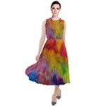 Colorful watercolors texture                                                       Round Neck Boho Dress