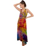 Colorful watercolors texture                                                      V-Neck Chiffon Maxi Dress