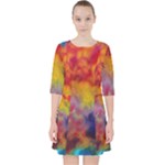 Colorful watercolors texture                                                      Quarter Sleeve Pocket Dress