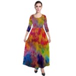 Colorful watercolors texture                                                      Quarter Sleeve Maxi Velour Dress